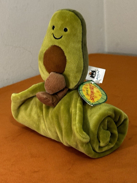 NUOVO Jellycat Amuseables Avocado Succhietto Nuovo con etichette Blankie Coperta Trapuntino Raro-