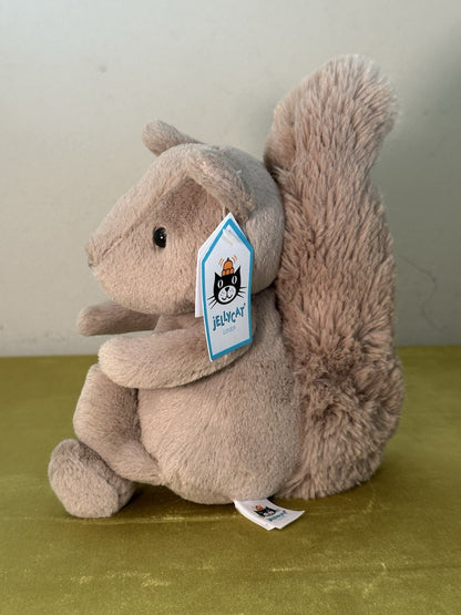 NUOVO Jellycat Willow Scoiattolo Nuovo con etichette Marrone Coda Cespugliosa Carino Ritirato Giocattolo Morbido W4SQ-