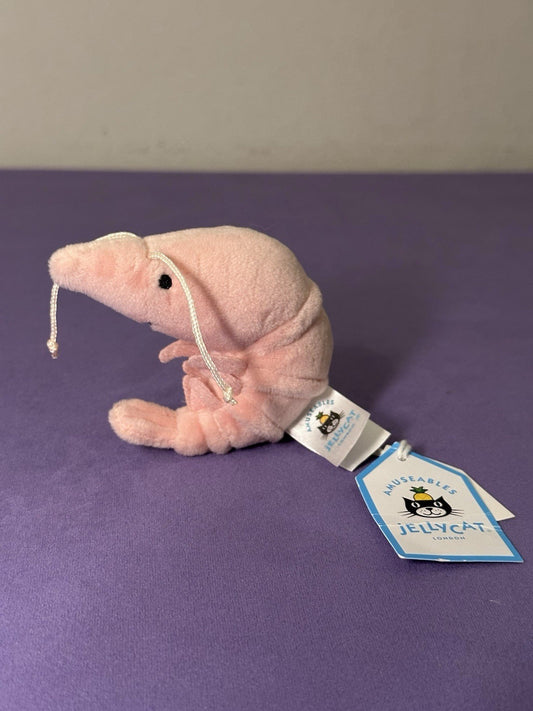 NUOVO Jellycat Sensational Gamberetto Nuovo con etichette Pesce Ocean Life Gambero Divertente Peluche Giocattolo Morbido-