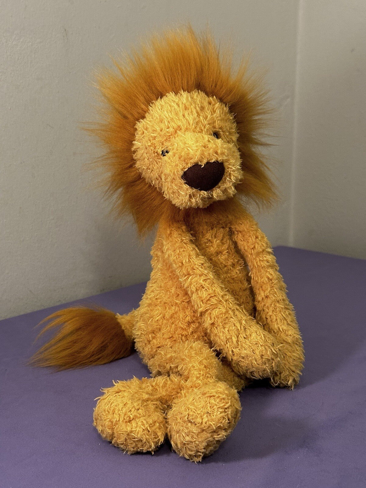 Peluche Jellycat Wild Thing Lion gambe lunghe fagiolo coccoloso morbido raro ritirato-