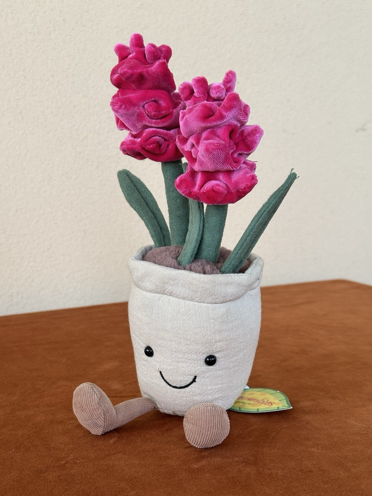 NUOVA pianta di giacinto Jellycat divertente nuova con etichette ritirata rara fiori rosa caldo peluche-