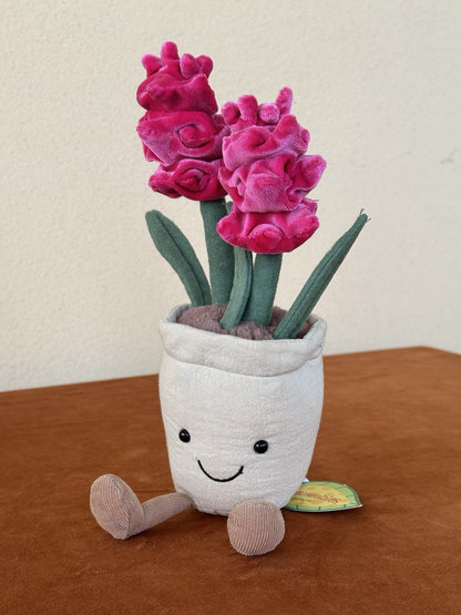 NUOVA pianta di giacinto Jellycat divertente nuova con etichette ritirata rara fiori rosa caldo peluche-