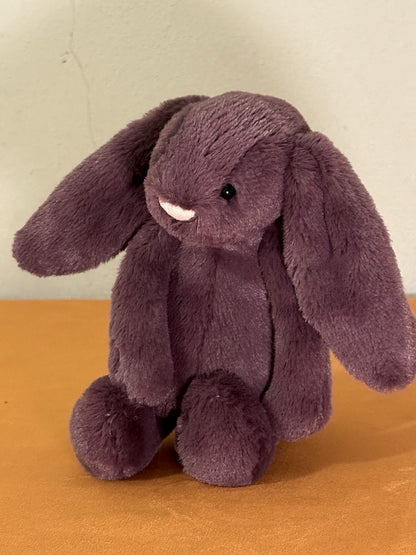 Peluche morbido Jellycat piccolo coniglietto prugne timido nuovo senza etichette coniglio prugna ritirato raro-