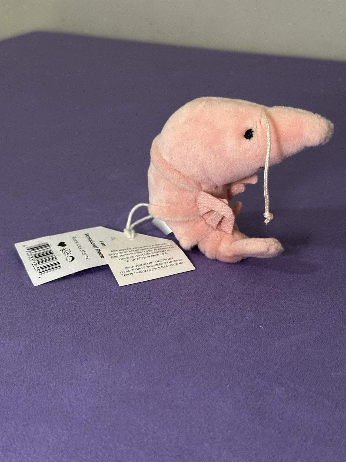 NUOVO Jellycat Sensational Gamberetto Nuovo con etichette Pesce Ocean Life Gambero Divertente Peluche Giocattolo Morbido-