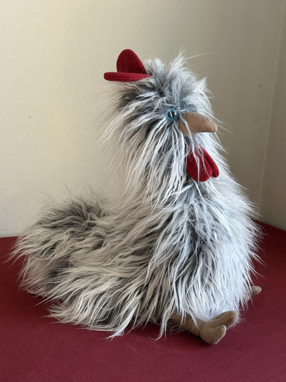 Peluche Jellycat Roger Rooster nuovo senza etichette 13" grigio pollo occhi azzurri raro ritirato 2015-