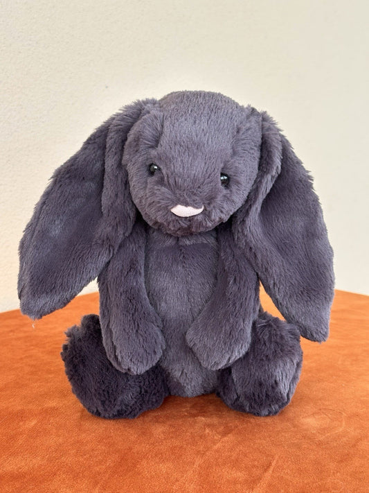 Jellycat Medium Bashful Inky Bunny BNWOT Dark Grey Rabbit Retired Rare Plush