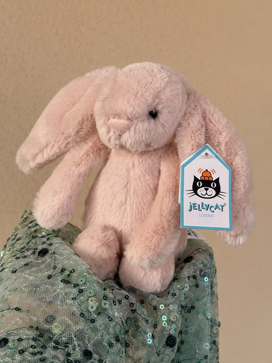 NUOVO Jellycat Small Bashful Blush Bunny Nuovo con etichette Ritirato Raro Coniglio Rosa Giocattolo Morbido-