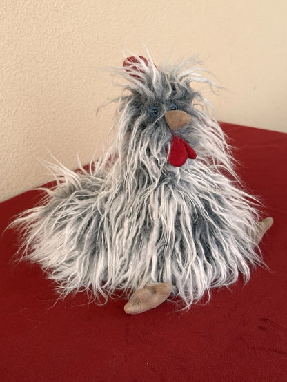 New Jellycat Small Roger Rooster BNWT Grey Chicken Blue Eyes Retired 2015 Plush