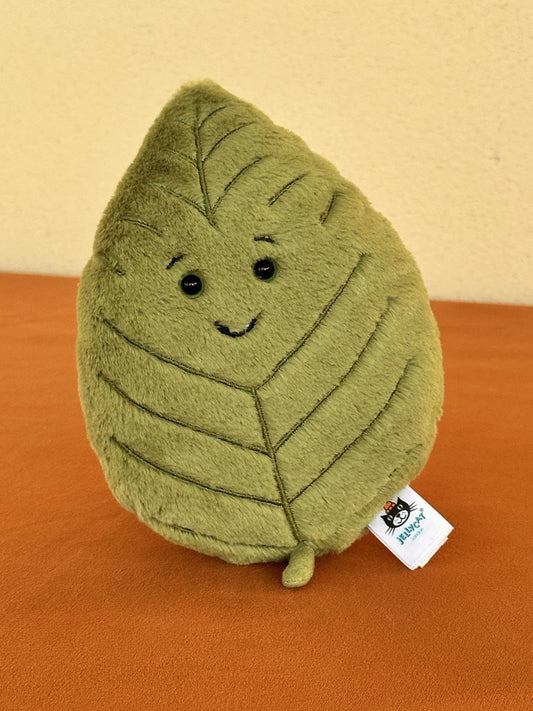 Peluche Jellycat Little Woodland foglia di faggio nuovo senza etichette piccola foglia verde raro ritirato