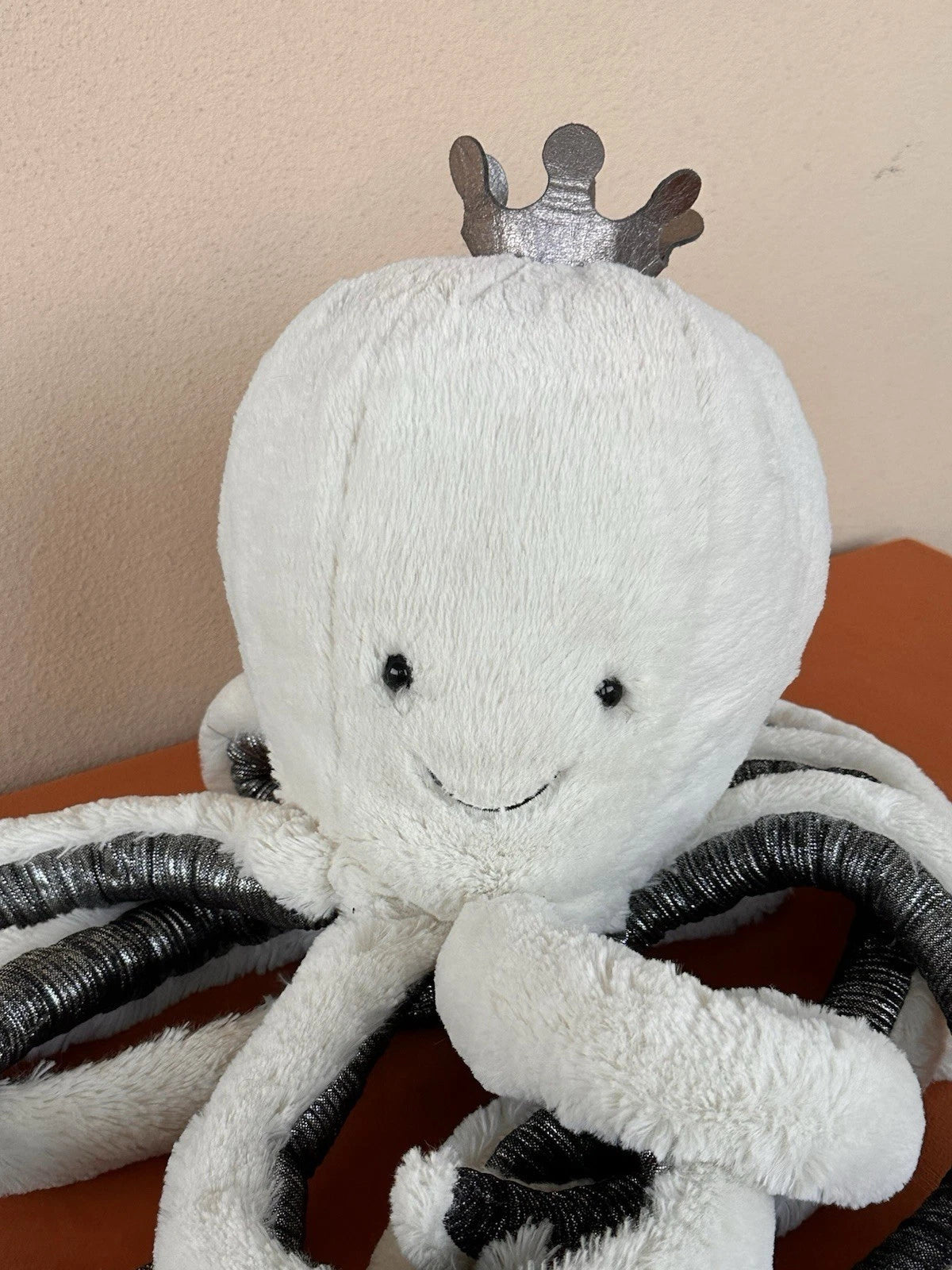 Jellycat Large Cosmo Octopus Silver Crown White Squid Sea Creature Rare Retired