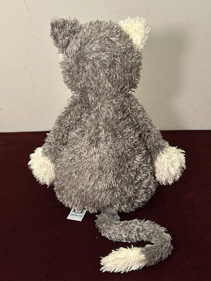 Jellycat Bunglie Grigio Crema Patch Gatto Raro Vintage Gattino Ritirato Giocattolo Morbido 15"-
