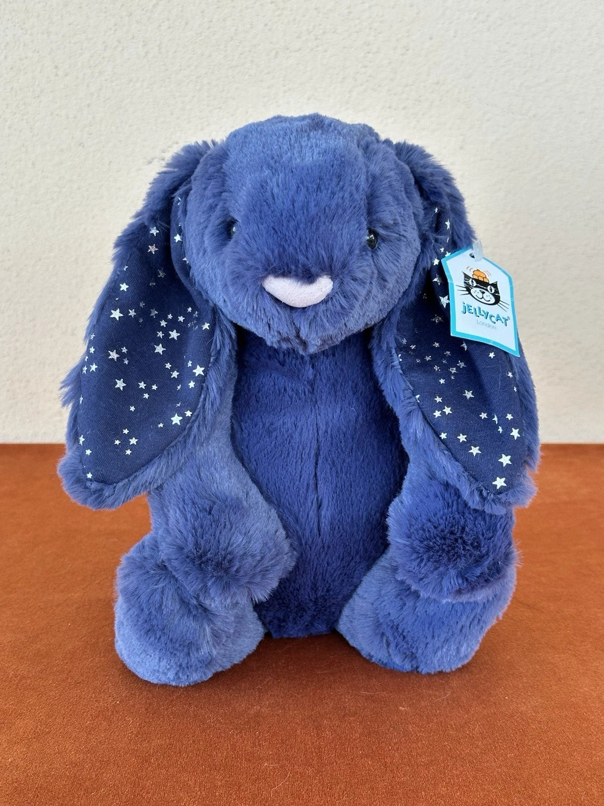 NUOVO coniglietto Jellycat Medium Bashful Stardust nuovo con etichette blu navy con stelle raro coniglio