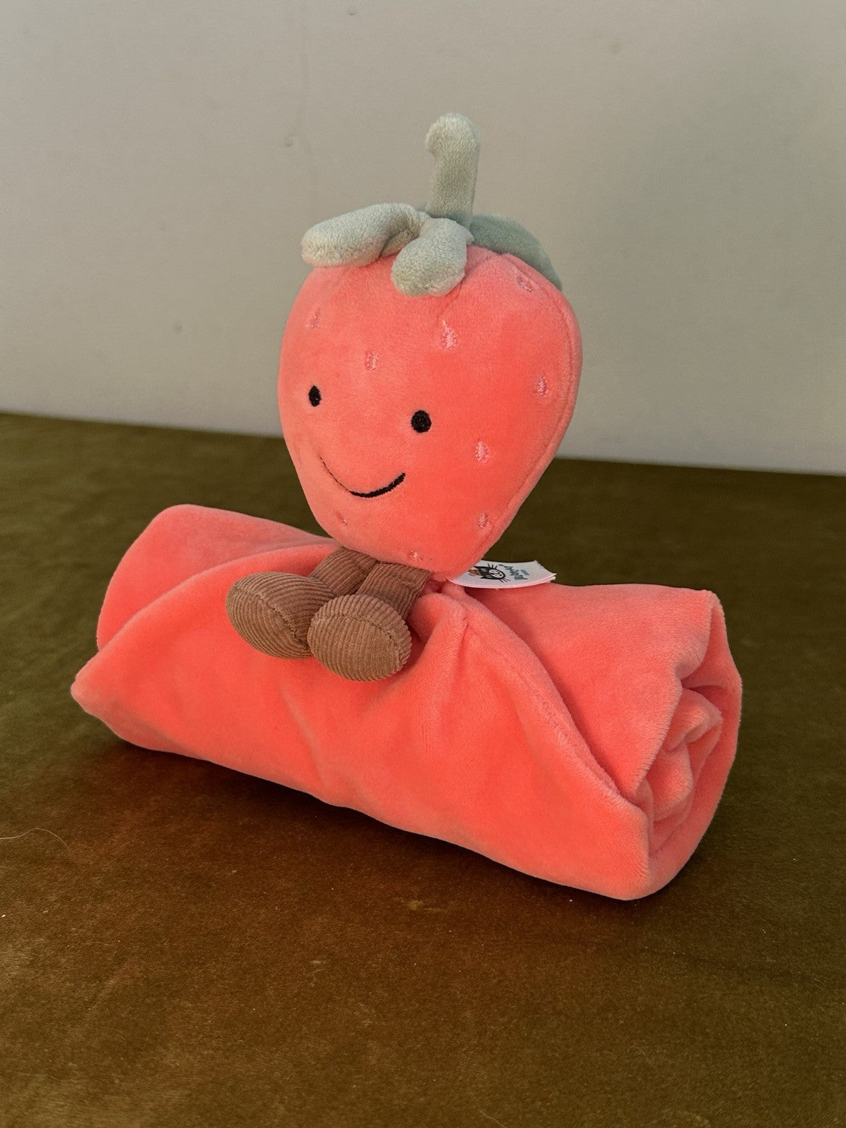 Jellycat Succhietto Fragola Divertente Nuovo Senza Etichetta Morbido Rosa Trapuntino Raro Ritirato-