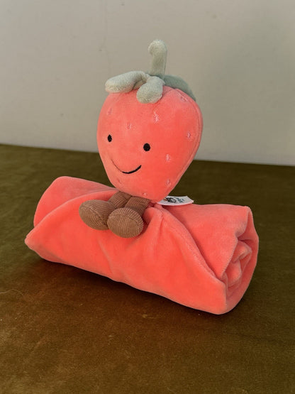 Jellycat Succhietto Fragola Divertente Nuovo Senza Etichetta Morbido Rosa Trapuntino Raro Ritirato-