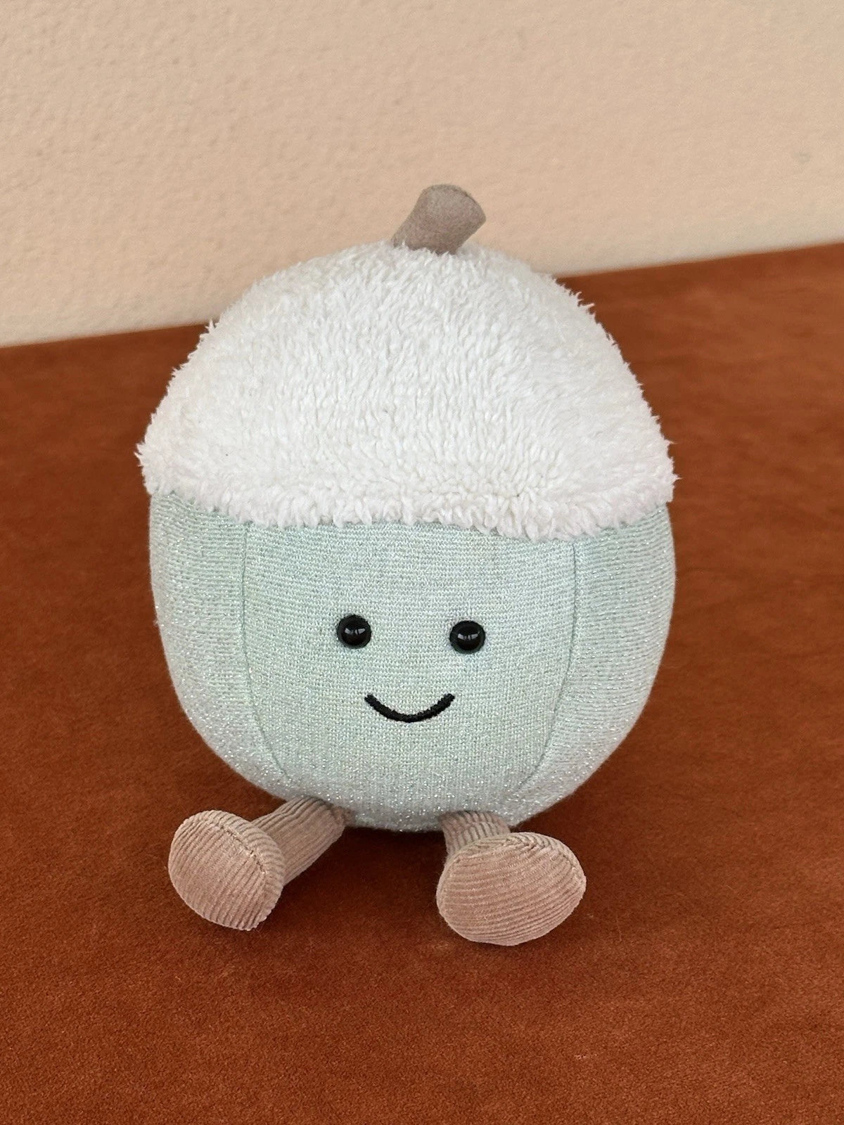 Peluche ghianda Jellycat divertente glitter invernale verde chiaro giocattolo morbido raro