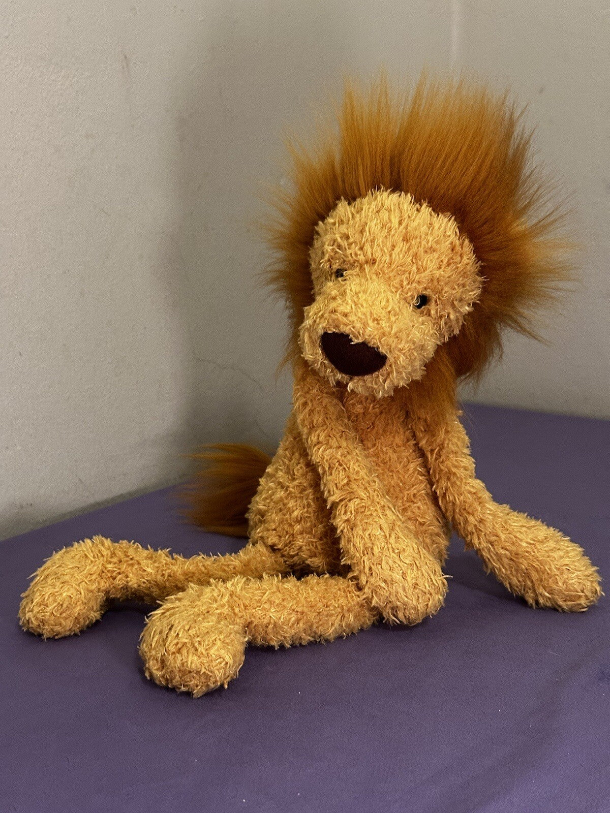 Peluche Jellycat Wild Thing Lion gambe lunghe fagiolo coccoloso morbido raro ritirato-
