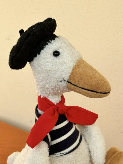 Peluche uccellino giocattolo morbido anatra vestita francese Jellycat Gaston Goose raro pensionato