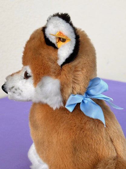 Steiff Snuffi Fox Plush Toy 077227 Retired Tagged 16cm Red Foxy with Blue Bow