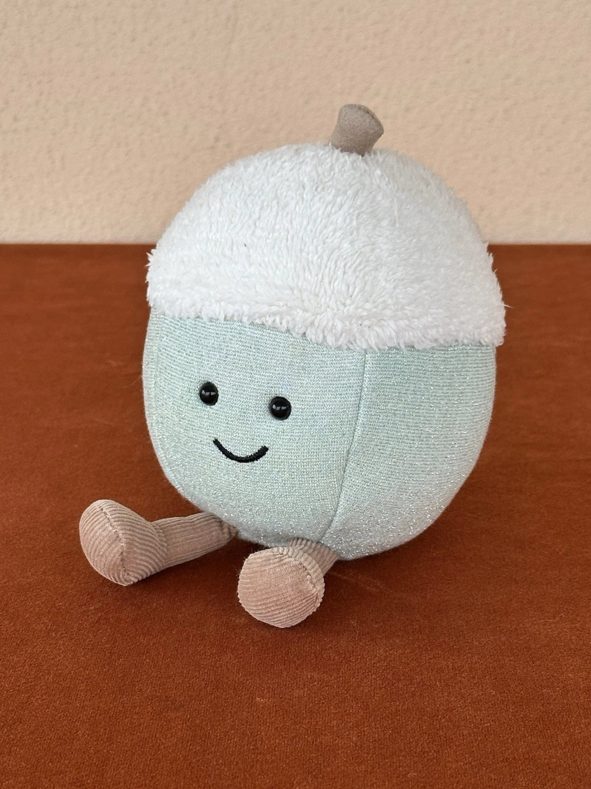 Peluche ghianda Jellycat divertente glitter invernale verde chiaro giocattolo morbido raro