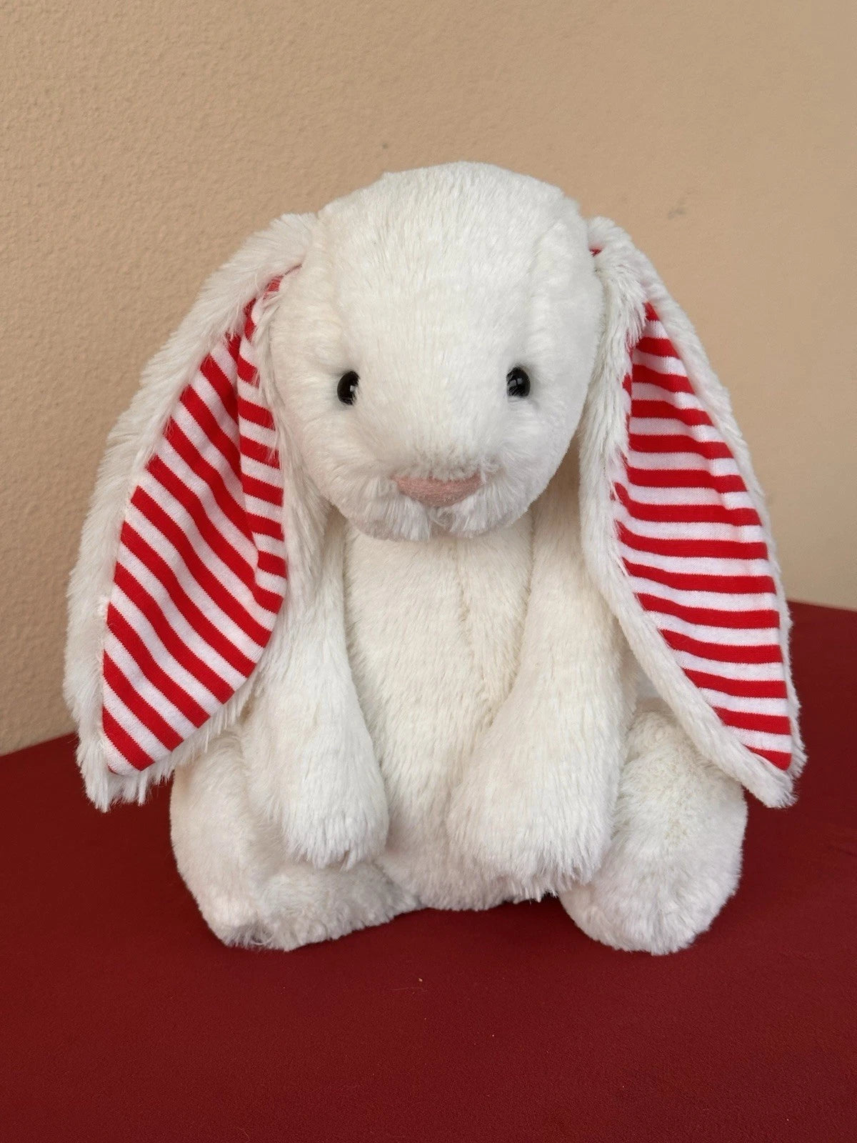 Jellycat Medium Bashful Candy Cane Bunny Rare Retired Soft Striped Rabbit Plush