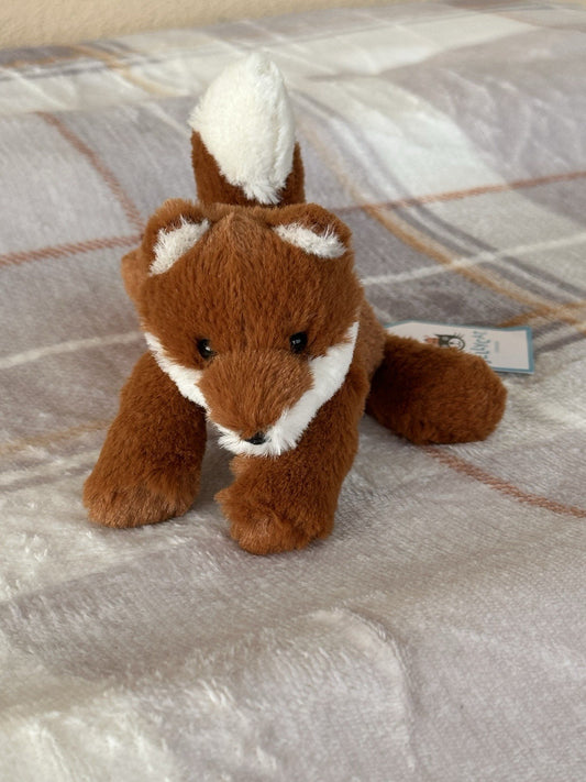 NUOVO peluche Jellycat Tiny Smudge Fox nuovo con etichette bambino volpe rossa sdraiata raro giocattolo morbido ritirato-