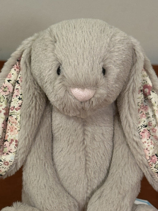 NUOVO coniglietto Jellycat Little Blossom Bea beige nuovo con etichette piccolo fiore di bea timido 8"-