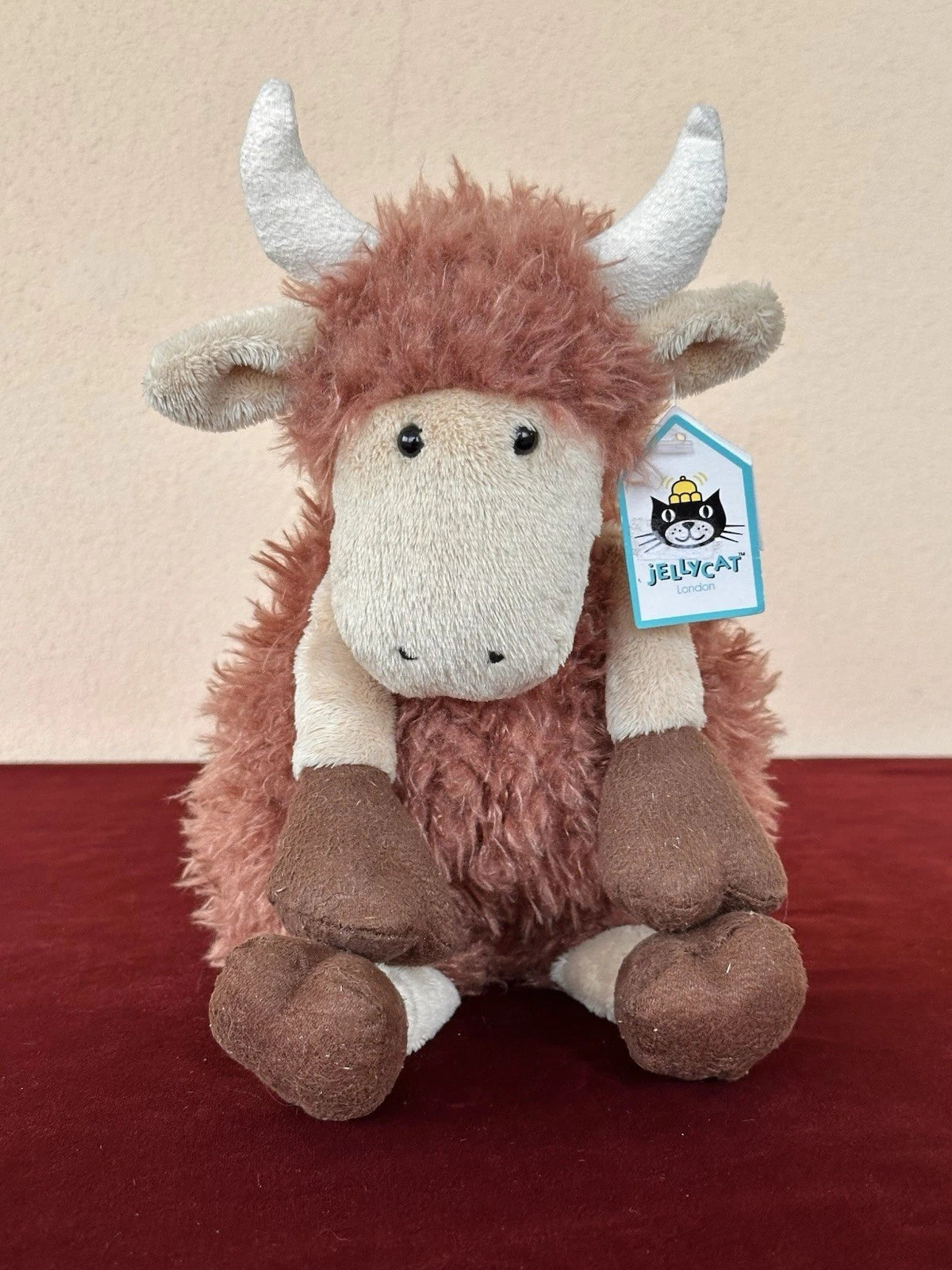 New Jellycat Tiggalope Highland Cow BNWT Retired Brown Long Soft Coat Plush cm36