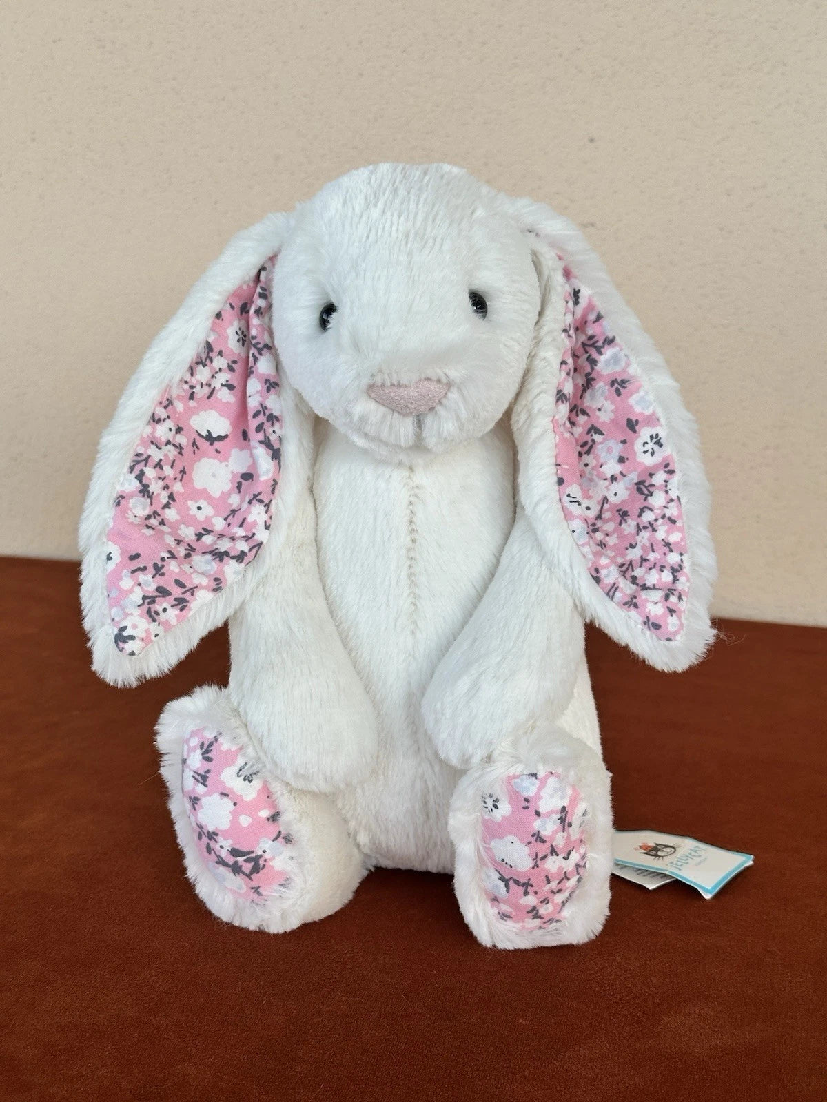 NUOVO coniglietto Jellycat Medium Bashful crema fiori ciliegio nuovo con etichette coniglio in pensione peluche