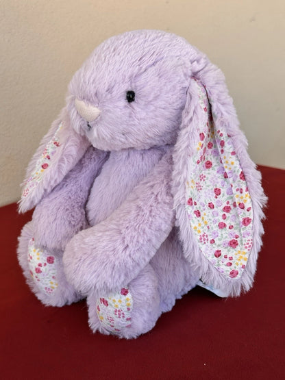 Jellycat Medium Bashful Jasmine Blossom Bunny Retired Rare Lilac with Flower Rabbit