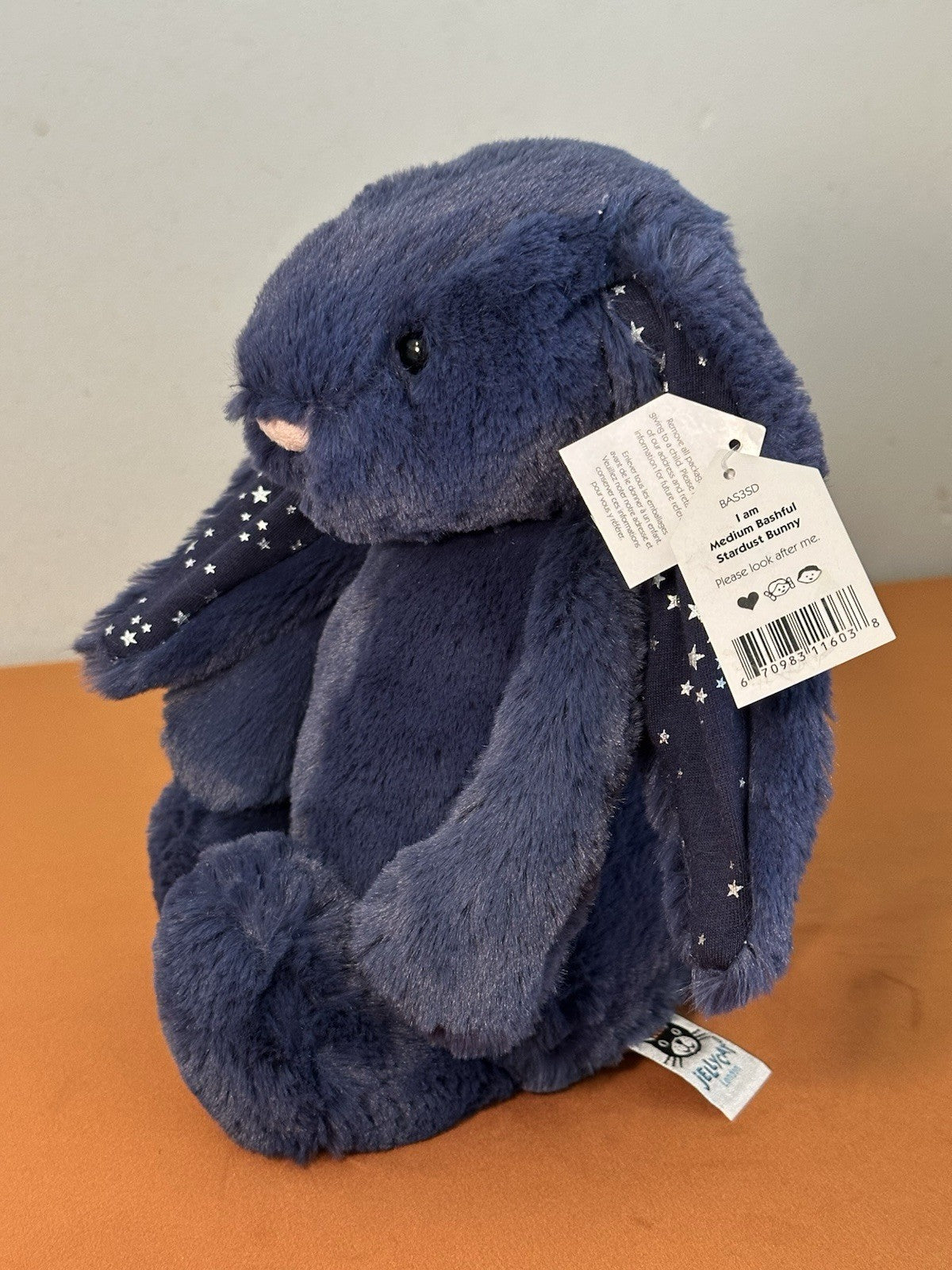 NUOVO coniglietto Jellycat Medium Bashful Stardust nuovo con etichette blu navy con stelle raro coniglio-