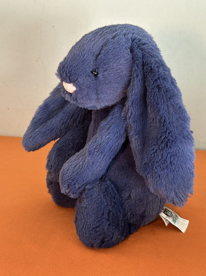 Jellycat Medium Bashful Navy Bunny nuovo senza etichette blu ritirato raro coniglio peluche cm.31-