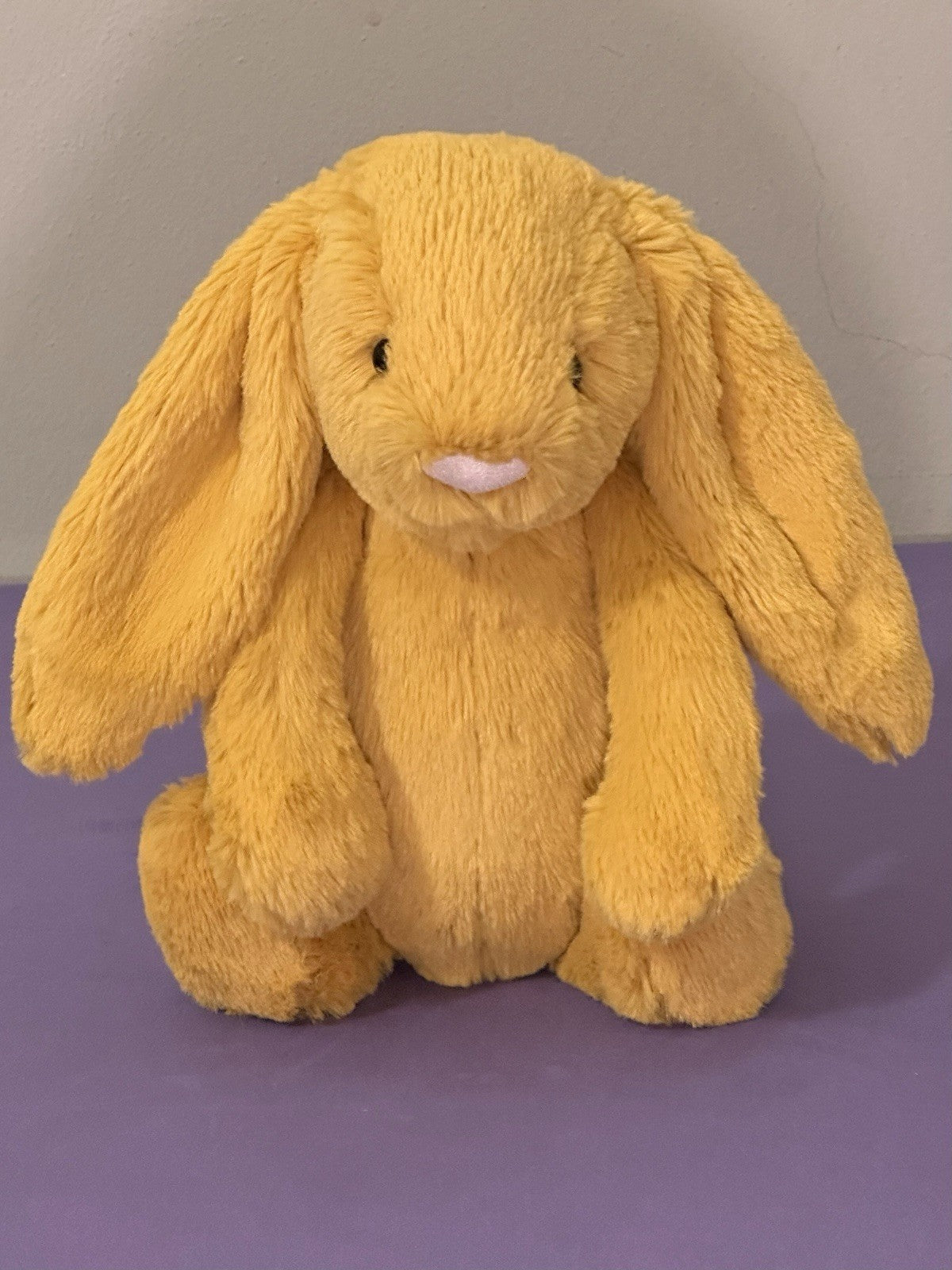 Coniglietto zafferano Jellycat Medium Bashful nuovo senza etichette ritirato raro giallo morbido giocattolo coniglio-