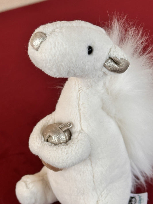 Jellycat Sparkle Squirrel BNWOT Rare Retired Silver Winter Acorn Collectible