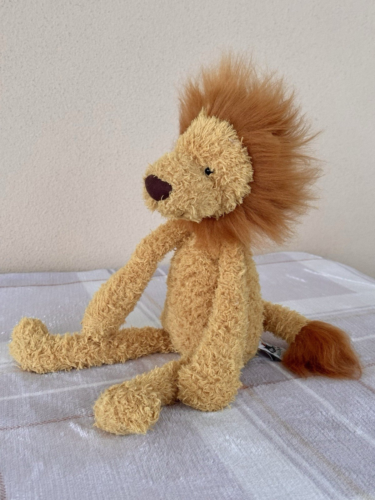 Peluche Jellycat Wild Thing Lion gambe lunghe fagiolo coccoloso morbido raro ritirato-