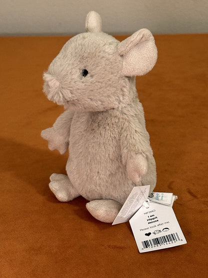NUOVO Jellycat Nippit Mouse Nuovo con etichette Difficile da Trovare Ultra Raro Beige Topi Ritirato Peluche-