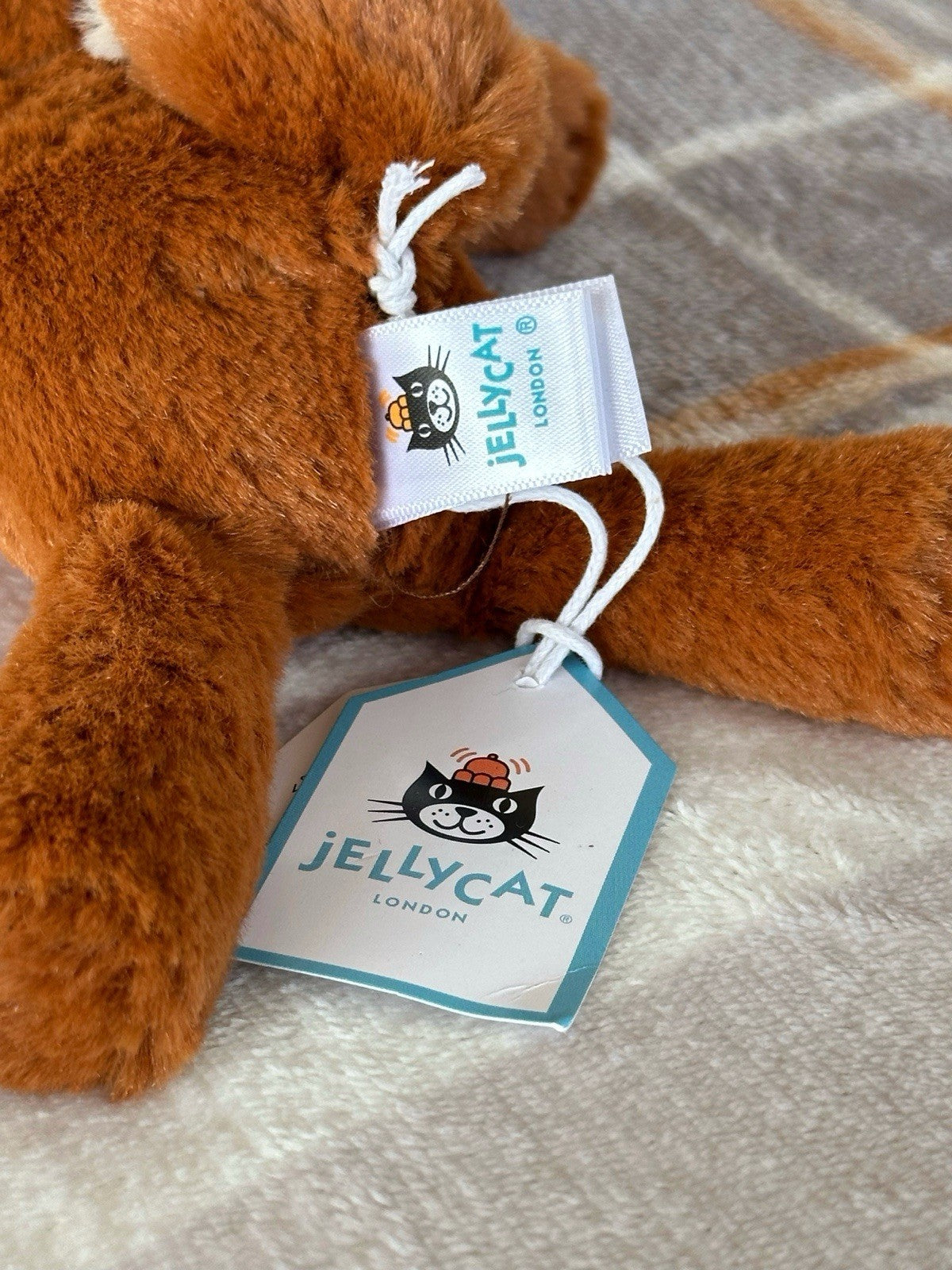 NUOVO peluche Jellycat Tiny Smudge Fox nuovo con etichette bambino volpe rossa sdraiata raro giocattolo morbido ritirato-