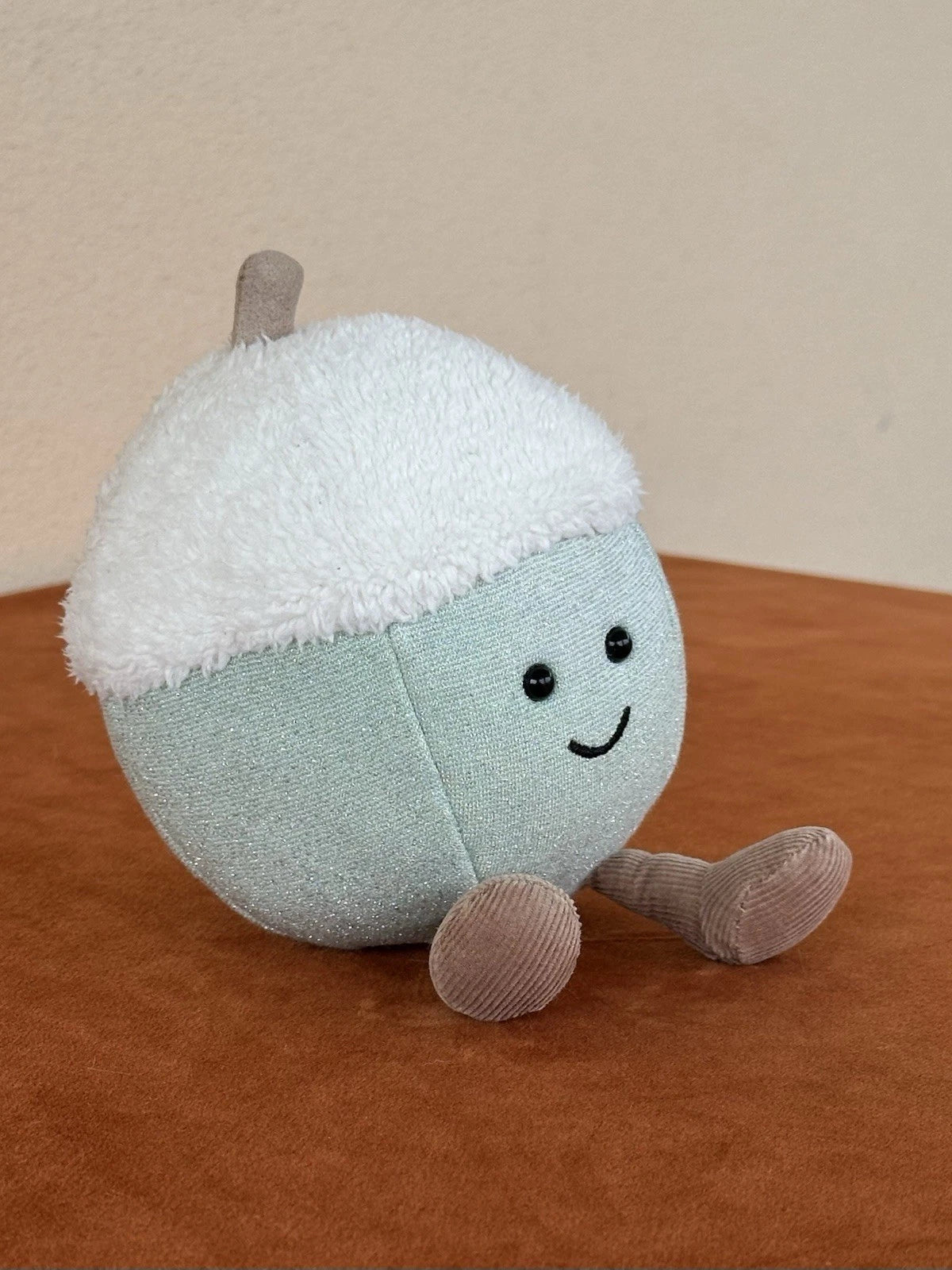 Peluche ghianda Jellycat divertente glitter invernale verde chiaro giocattolo morbido raro