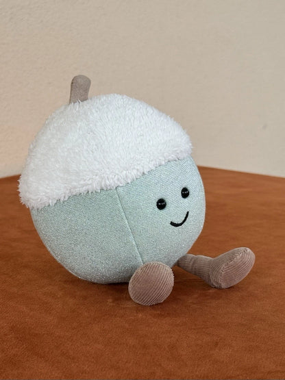 Peluche ghianda Jellycat divertente glitter invernale verde chiaro giocattolo morbido raro