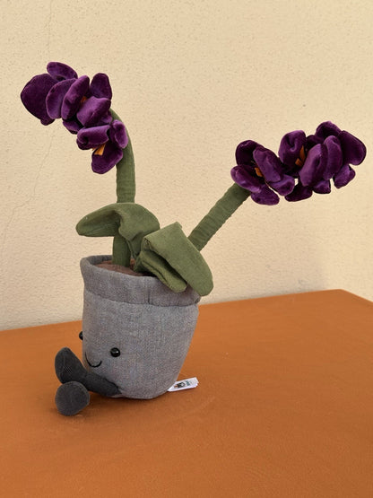 Jellycat Amuseable Orchid BNWOT Plant in Pot of Purple Flowers Soft Toy Retired