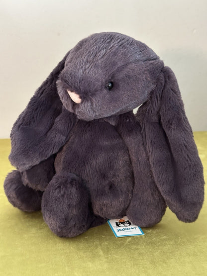 NUOVO Jellycat Medium Bashful Inky Bunny nuovo con etichette grigio scuro coniglio ritirato raro peluche-