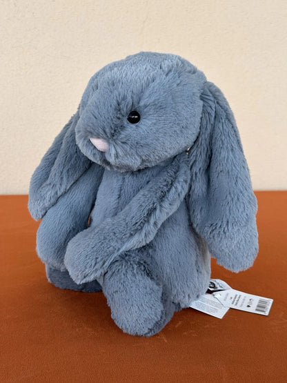 NUOVO Jellycat Medium Bashful coniglietto blu scuro nuovo con etichette coniglio in pensione morbido giocattolo peluche