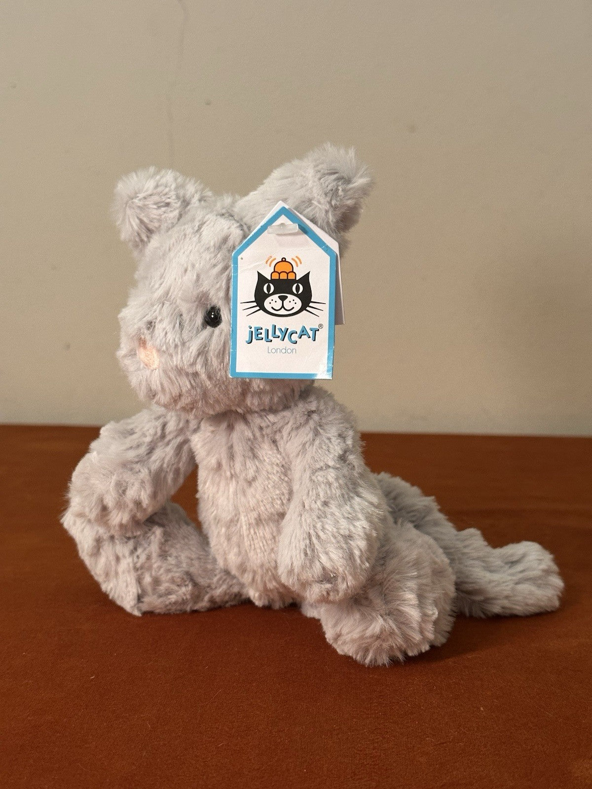 NUOVO Jellycat Squiggles Kitten nuovo con etichette grigio gatto gattino giocattolo morbido raro peluche ritirato-