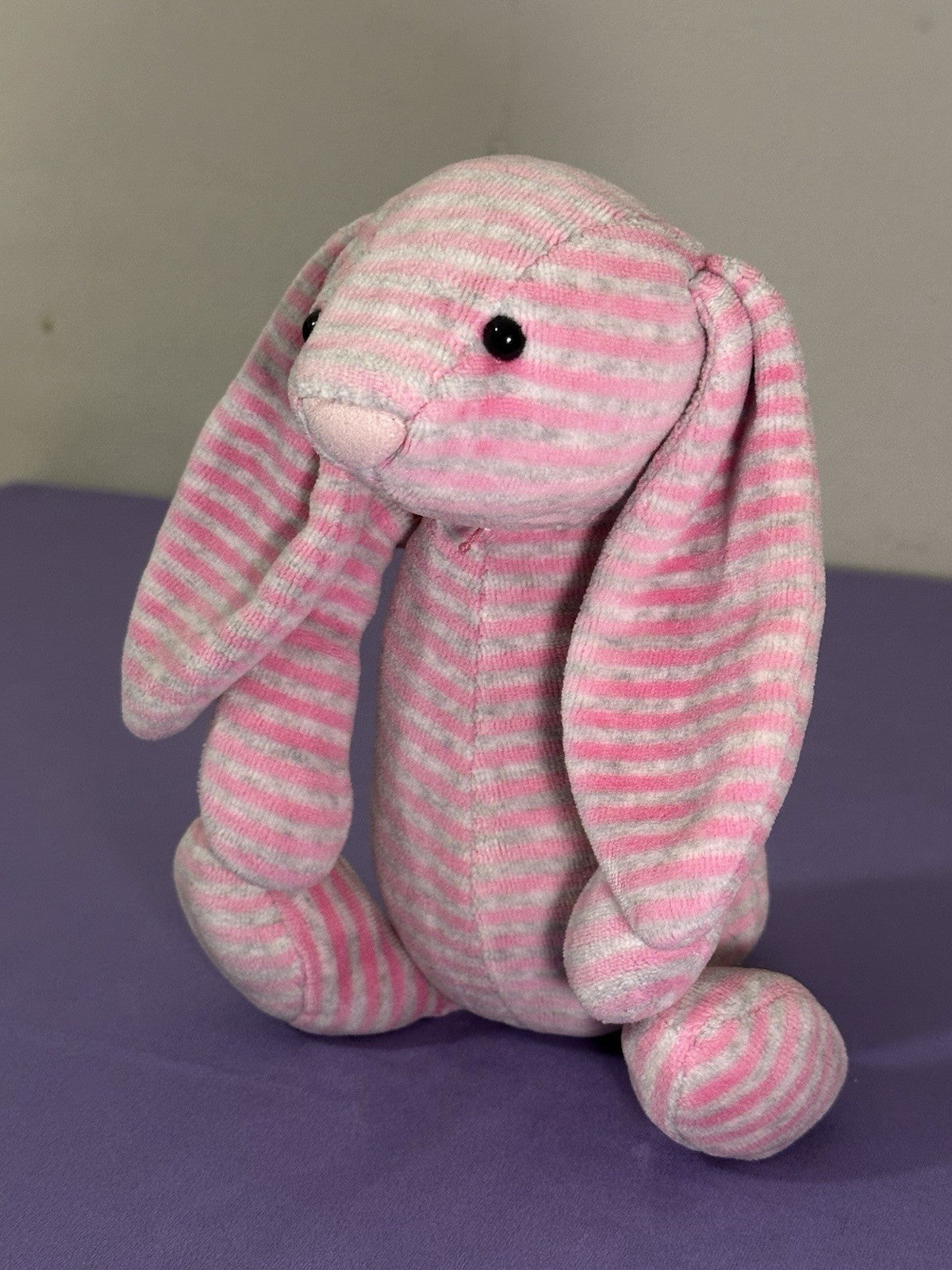 Jellycat Edizione Speciale Bonnie Bashful Bunny Raro Ritirato Rigato Rosa Grigio-