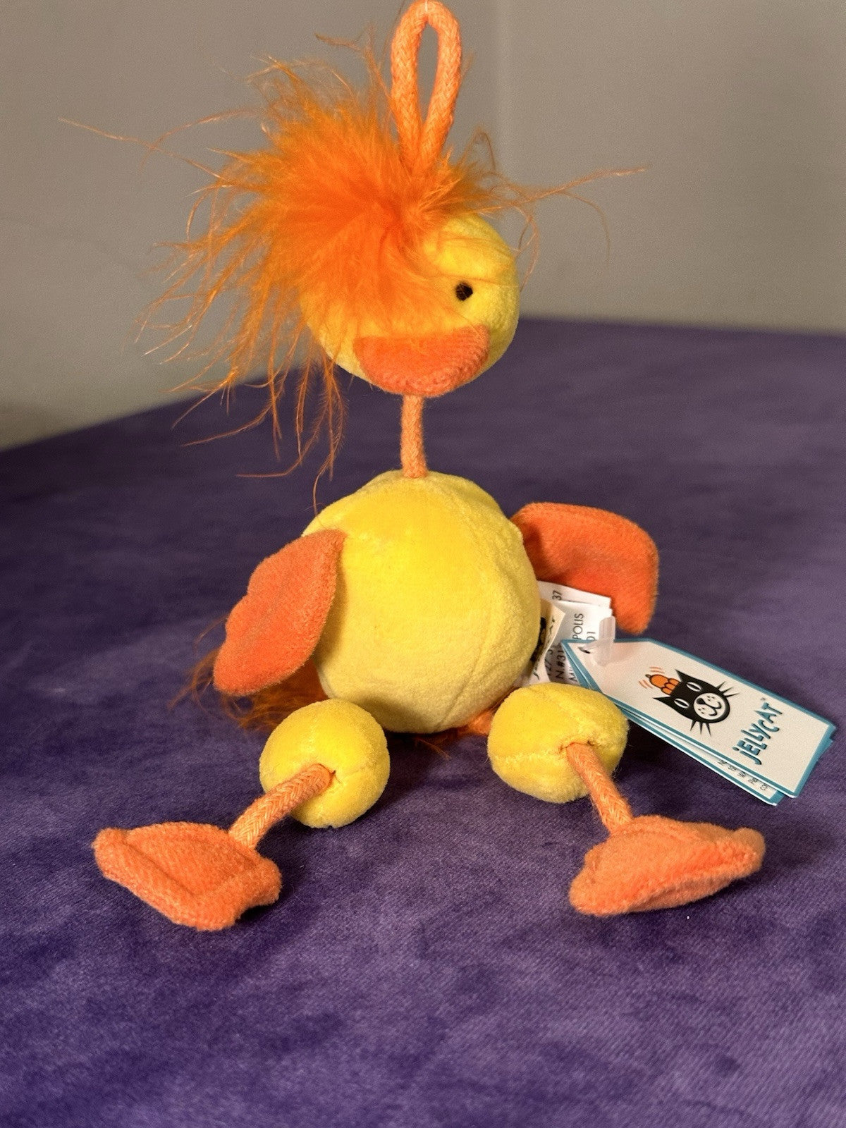 NUOVO Jellycat Wobbly Bobbly pulcino nuovo con etichette vintage pulcino giallo raro uccellino anatra in pensione-