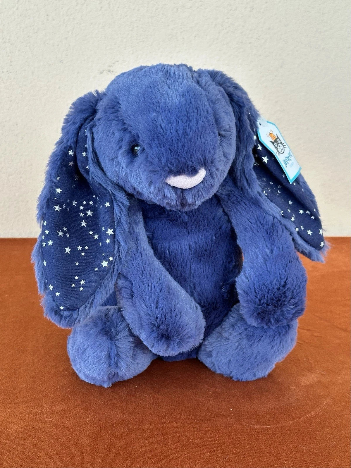 NUOVO coniglietto Jellycat Medium Bashful Stardust nuovo con etichette blu navy con stelle raro coniglio