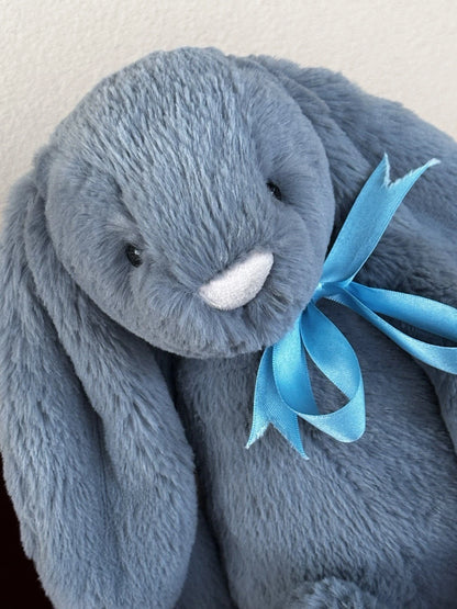 Jellycat Medium Bashful Dusky Blue Bunny BNWOT Retired Dust Blue Rabbit Plush