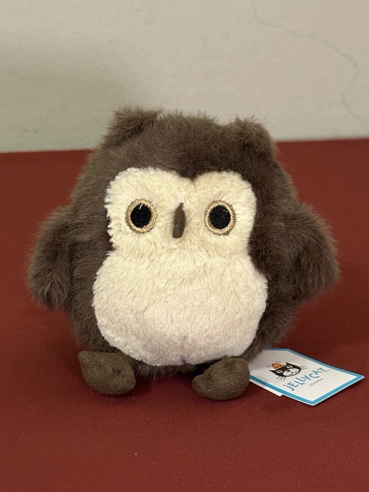 NUOVO Jellycat Brown Owling nuovo con etichette ~ giocattolo morbido gufo uccellino da collezione ~ OWL6BR-