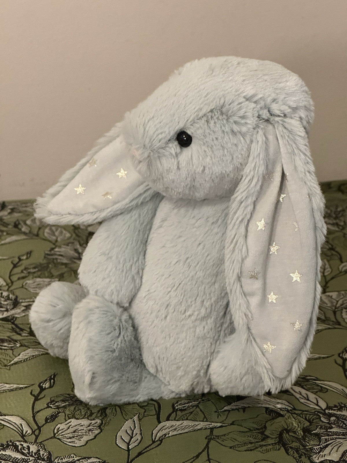 Coniglietto Jellycat Medium Bashful Sparklet nuovo senza etichette verde salvia con stelle argento coniglio-