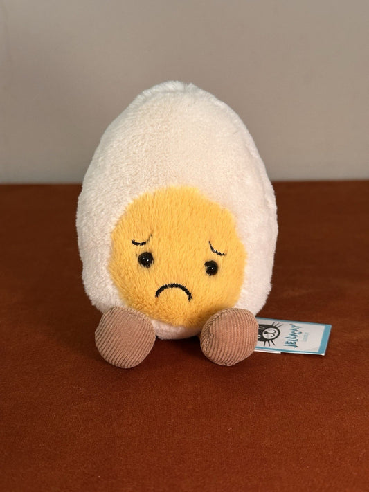 NUOVO Jellycat Amuseable Sorry uovo bollito nuovo con etichette ritirato raro cibo uova tristi peluche-