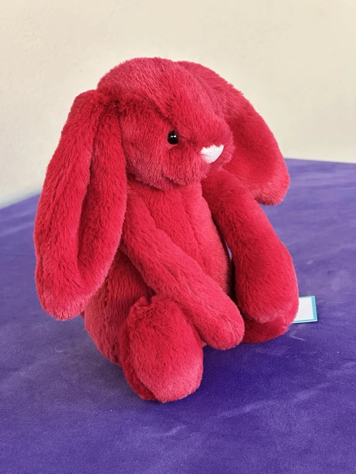 NUOVO Jellycat Little Cranberry Bunny Nuovo con etichette Ritirato Piccolo Rosso Natale Coniglio Peluche